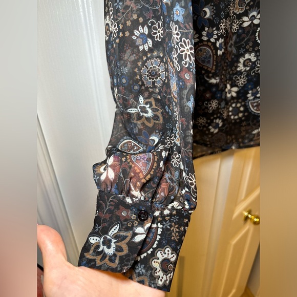See by Chloé - Luxurious Tropical Floral Paisley Sheer Women's Longue SleeveTop - Picture 5 of 12